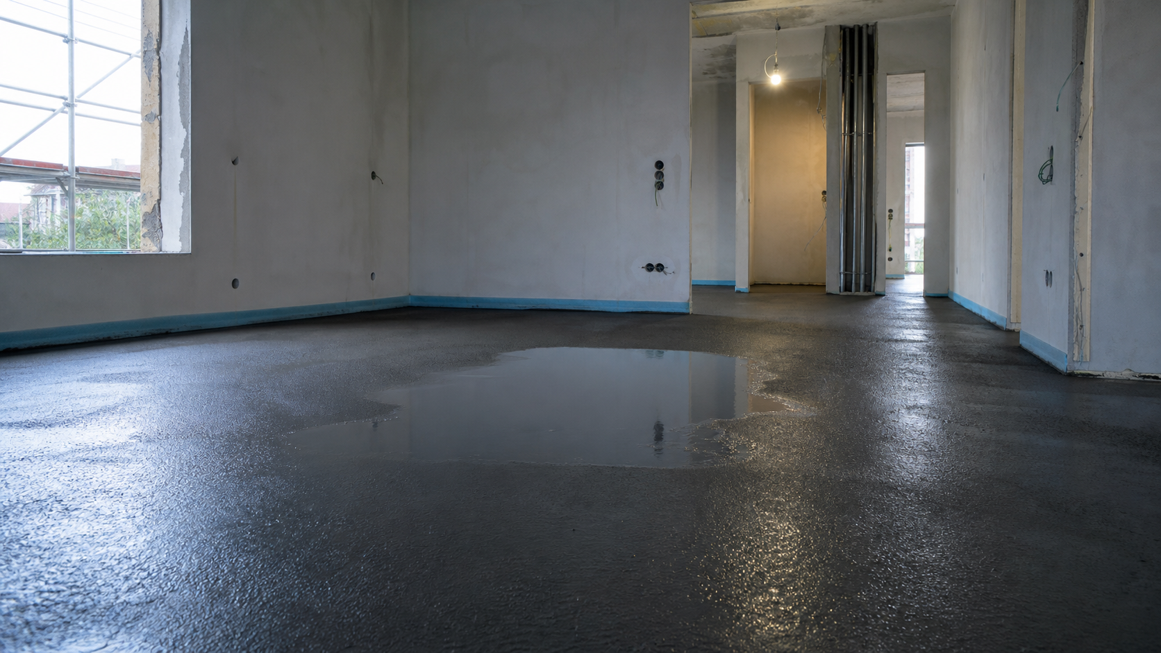 Wasserschaden im Neubau: Estrich nass, Bauzeit in Gefahr